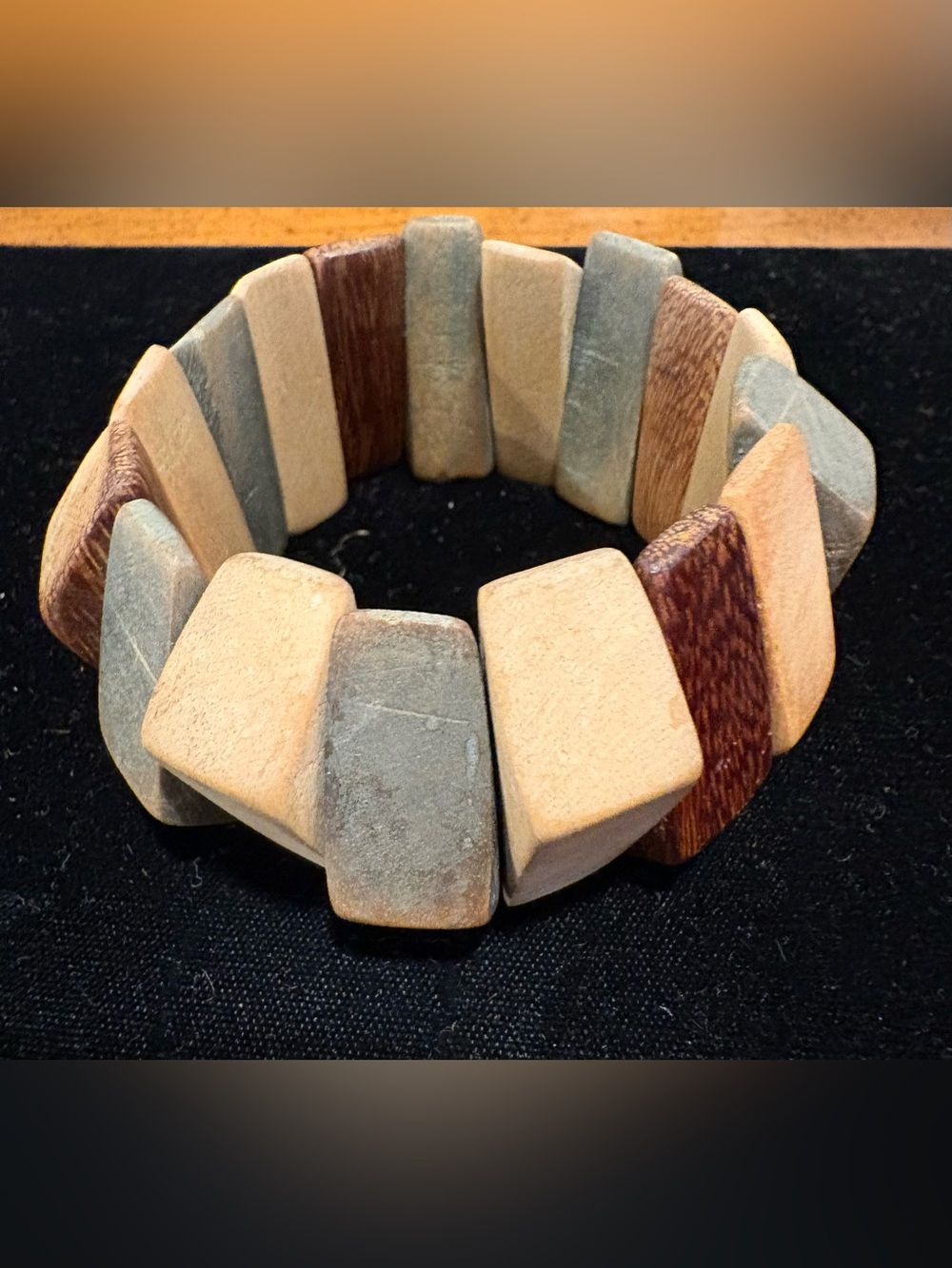 Chunky Natural Wood Stretch Bracelet